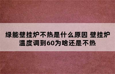 绿能壁挂炉不热是什么原因 壁挂炉温度调到60为啥还是不热